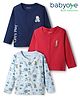 Babyoye Male 100% Cotton Knit Full Sleeves Jhablas with Animal & Vehicle Print Pack of 3 - Red Navy Blue & Red