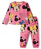 Babyhug Disney 100% Cotton Full Sleeves Night Suit With Minnie Mouse Print - Dark Pink