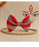 Knotty Ribbons Durga Puja Theme Bow Applique Detailed Headband - Red