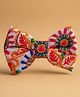 Knotty Ribbons Navratri Theme Floral Designed Bow Applique Detailed Alligator Clip - Multi Colour