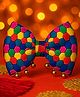 Knotty Ribbons Durga Puja Theme Bow Applique Detailed Geometric Embroidered Hair Alligator Clip - Multi Colour