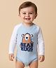 Babyoye 100% Cotton Interlock Knit Full Raglan Sleeves Onesies With Animal Print - Light Blue