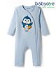 Babyoye 100% Cotton Knit Full Sleeves Romper With Penguin Print - Light Blue