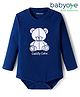 Babyoye 100% Cotton Interlock Knit Full Sleeves Onesie with Teddy Print - Navy Blue