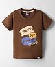Teddy Sinker Knit Half Sleeves T-Shirt with Stand Out From The Crowd Text Print - Brown