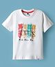 Teddy Sinker Knit Half Sleeves T-Shirt with Ride Your Bike Text Print - White