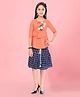 Aarika Cotton Woven Three Fourth Sleeves Floral Printed Top & Skirt Set - Gajri & Navy Blue