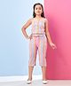 Aarika Cotton Woven Sleeveless Striped & Abstract Printed Top & Coordinating Pant Set - Pink