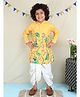 BAATCHEET Cotton Woven Full Sleeves Floral Printed & Threadwork Embroidered Dhoti Kurta Set - Yellow