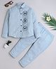 BAATCHEET Cotton Woven  Full Sleeves Warli Embroidered Striped Shirt With Coordinating Pant Set - Blue