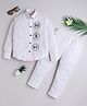 BAATCHEET Cotton Woven  Full Sleeves Warli Embroidered Striped Shirt With Coordinating Pant Set - Off White