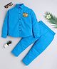 BAATCHEET Cotton Woven Full Sleeves Elephant Embroidered  Shirt With Pant Set - Blue