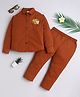 BAATCHEET Cotton Woven Full Sleeves Elephant Embroidered  Shirt With Pant Set - Brown
