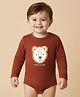 Babyoye 100% Cotton Interlock Knit Full Sleeves Onesie with Lion Print - Dark Brown
