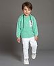 MASHUP Viscose Knit Full Sleeves Letters Printed Hooded Tee & Pant Set - Green