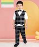 MASHUP Satin Woven Full Sleeves Checked 3 Piece Coordinating Party Suit Set With Bow - Black