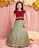 Lagorii Silk Woven Half Puffed Sleeves Sequins Embellished Floral Designed Pattu Pavadai Set - Maroon