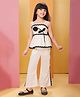 Lagorii Cotton Woven Sleeveless Floral Applique Detailed Coordinating Top & Pant Set - Cream