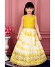 Lagorii Silk Woven Sleeveless Ethnic Foil Printed & Gota Lace Embellished Lehenga Choli Set - Yellow