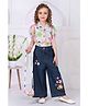 Lagorii Cotton Woven Half Puffed Sleeves Floral Printed & Embroidered Top & Pant Set - Multi Colour