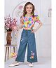 Lagorii Cotton Woven Half Puffed Sleeves Floral Printed & Embroidered Top & Pant Set - Multi Colour