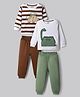 Bonfino 100% Cotton Knit Full Sleeves Night Suit With Dino Print Pack Of 2 - White & Green