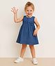 Lagorii Denim Woven Sleeveless Bow Applique & Smock Detailed Dress - Blue