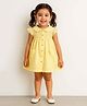 Lagorii Cotton Woven Cap Sleeves Striped & Lace Detailed Shirt Dress - Yellow