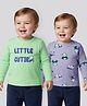 Babyoye 100% Cotton Interlock Knit Full Sleeves T-Shirts with Panda Print Pack of 2 - Lavender & Light Green