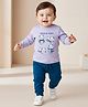 Babyoye 100% Cotton Knit with Eco Jiva Finish Full Sleeves T-Shirt & Lounge Pant with Panda Print - Navy Blue & Lavender
