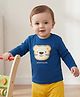 Babyoye 100% Cotton Knit Full Sleeves T-Shirt with Lion Embroidery - Navy Blue