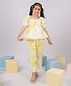 Vastramay Cotton Woven Half Puffed Sleeves Tie Dye Printed Coordinated Set - Yellow And White