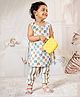 Vastramay Cotton Woven Sleeveless Baby Animals Printed Top With Striped Pant Set - Multi Color