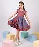 Vastramay Cotton Woven Sleeveless Kantha Work Detailed Dress - Red & Blue