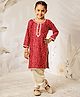Vastramay Rayon Woven Three Fourth Bandhani Printed Lace Embellished Kurta Patiala Set - Red