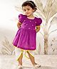 Vastramay Cotton Woven Puffed Sleeves Floral Embroidered Kurta Dhoti Set - Purple