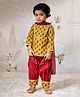 Vastramay Cotton Woven Three Fourth Sleeves Floral Printed Kurta Patiala With Dupatta Set - Mustard