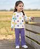 Babyhug Single Jersey Knit Full Sleeves Top and Trouser Set with Back-Snap Buttons & Floral Print - White & Purple