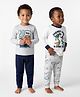 Bonfino Cotton Knit Full Sleeves Night Suits with Dino Print Pack of 2 - Grey White & Navy Blue
