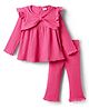 Babyhug Cotton Rib Knit Full Sleeves Solid Top & Leggings Co-Ord Set - Pink