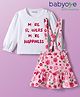 Babyoye 100% Cotton Knit With Eco Jiva Finish Frock & Full Sleeves Inner Tee With Floral Print & Applique - Pink & White