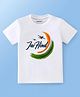 KNITROOT Cotton Lycra Knit Independence Day Theme Half Sleeves Jai Hind Text Printed Tee - White