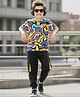 OLLINGTON ST. Cotton Half Sleeves Printed T-Shirt & Knit Joggers - Multicolor & Black