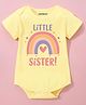 KNITROOT Cotton Lycra Knit Half Sleeves Little Sister Text Printed Onesie - Yellow