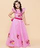 Bitiya By Bhama Silk Woven Sleeveless Floral Embroidered Frill Detailed Gown - Pink