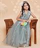 Bitiya By Bhama Net Woven Sleeveless Abstract Embroidered Gown - Green