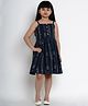 Bitiya By Bhama Cotton Blend Woven Sleeveless Dots Printed Dress - Blue