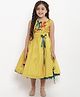 Bitiya By Bhama Silk Woven Sleeveless Floral Embroidered & Bow Applique Detailed Dress - Yellow