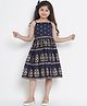 Bitiya By Bhama Cotton Blend Woven Sleeveless Floral Foli Printed Dress - Blue