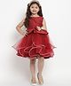 Bitiya By Bhama Silk Woven Sleeveless Bow & Floral Applique Detailed Ruffled Dress - Maroon